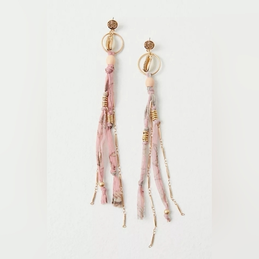 NWT Free People Pink Gold Bridge Dangle Earrings